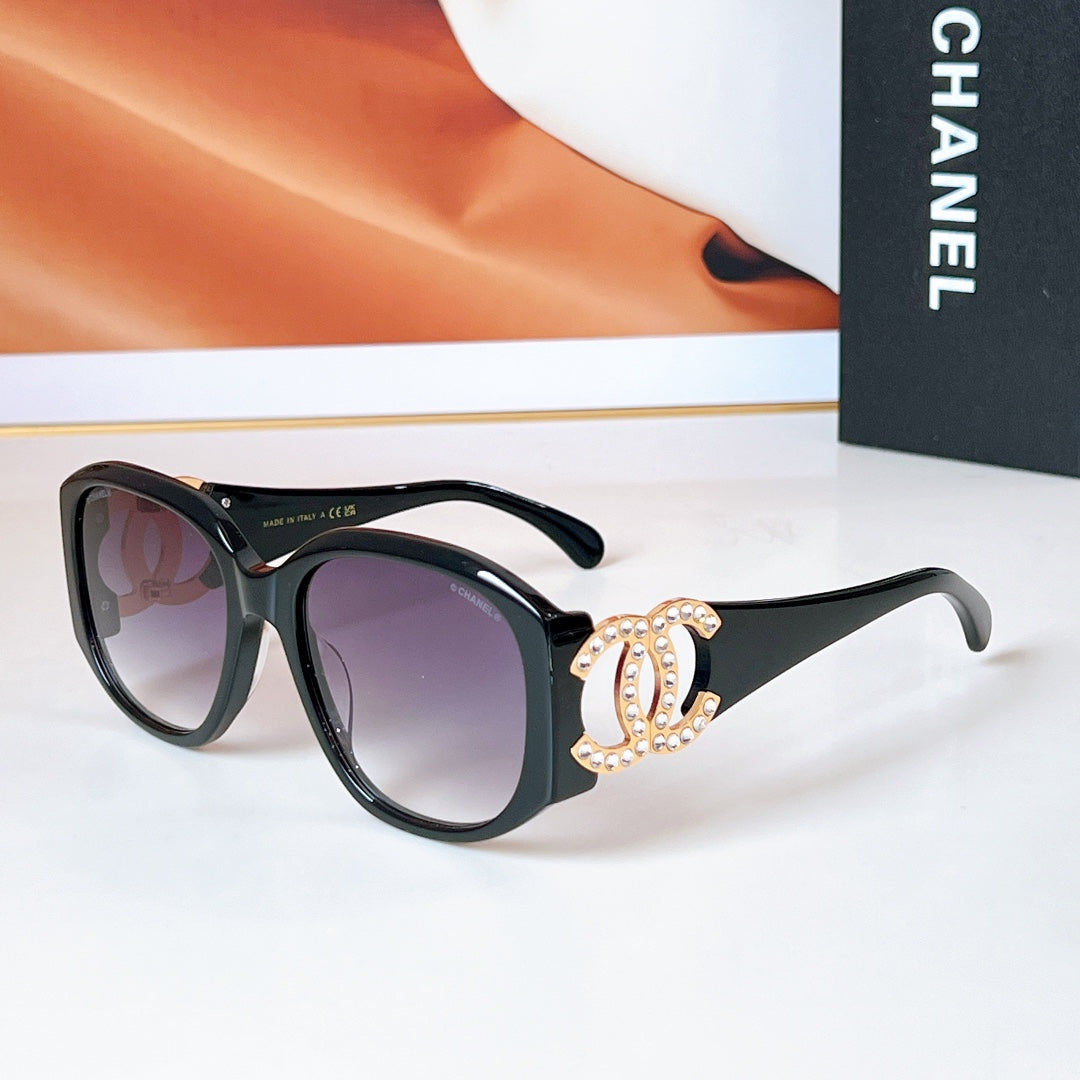 CAT EYE SUNGLASSES A71498 IN ACETATE METAL LOGO - Black/Black Smoke