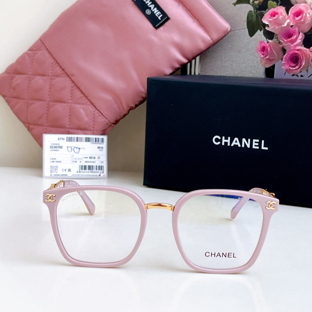 SQUARE SUNGLASSES CH 0769 IN ACETATE CHAIN METAL - Pink/Gold