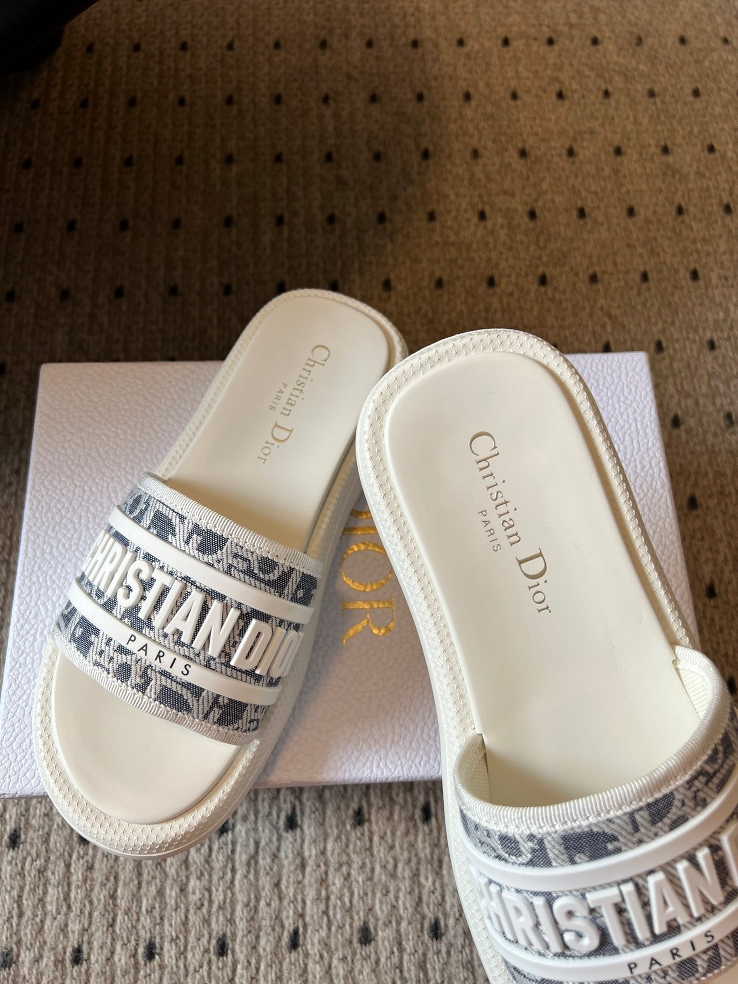 CD DWAY SLIDES WHITE RUBBER TOILE DE JOUY EMBROIDERY - 35