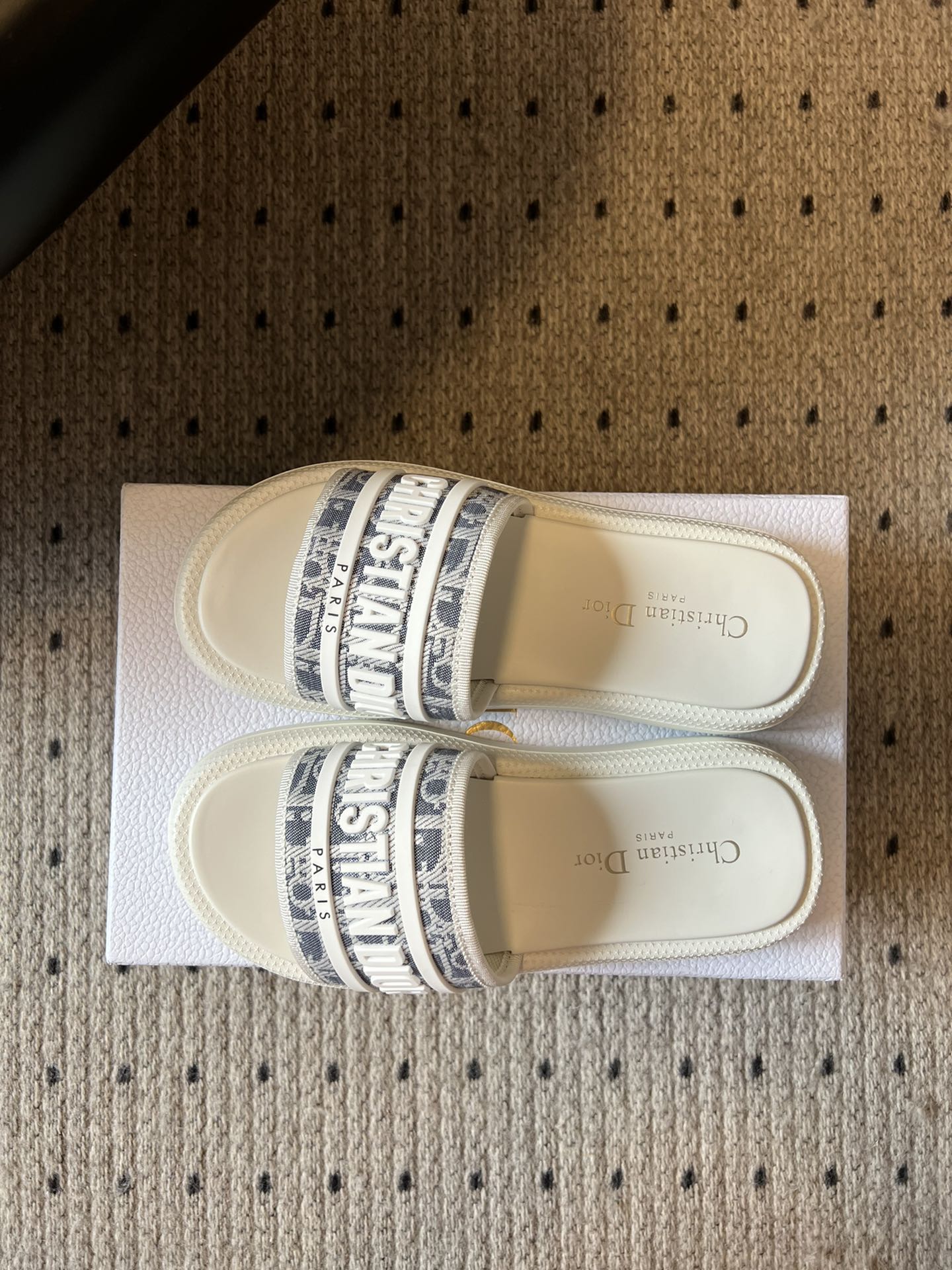CD DWAY SLIDES WHITE RUBBER TOILE DE JOUY EMBROIDERY - 35