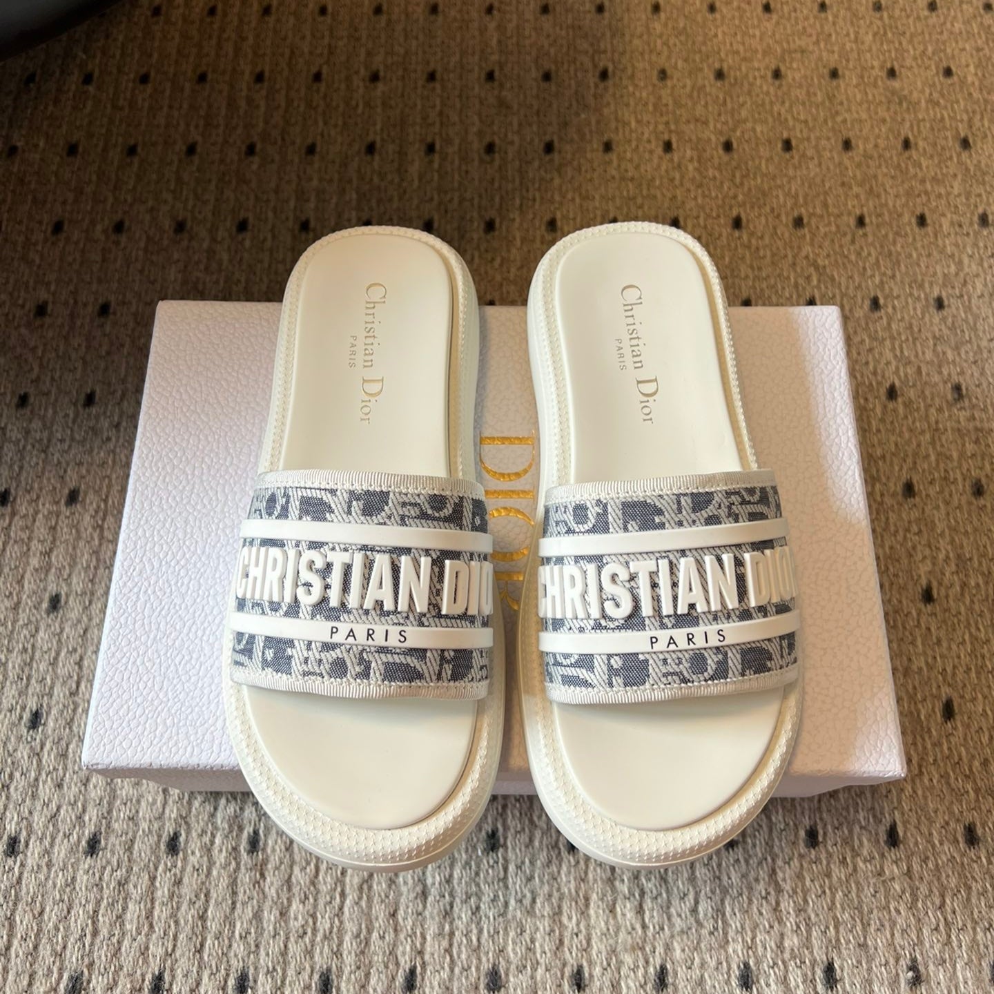 CD DWAY SLIDES WHITE RUBBER TOILE DE JOUY EMBROIDERY - 35