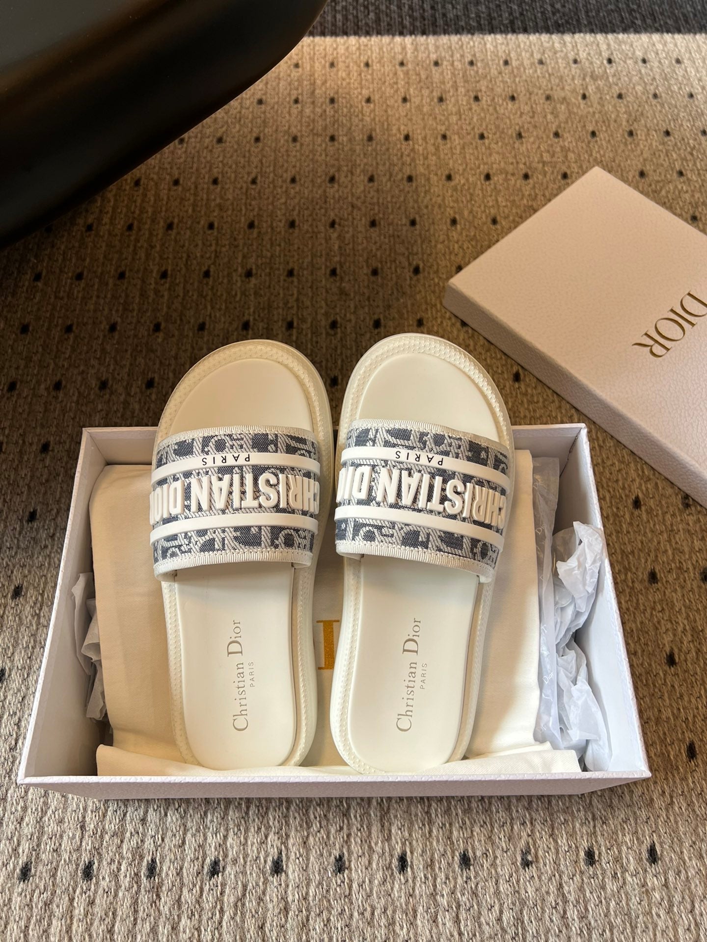 CD DWAY SLIDES WHITE RUBBER TOILE DE JOUY EMBROIDERY - 35