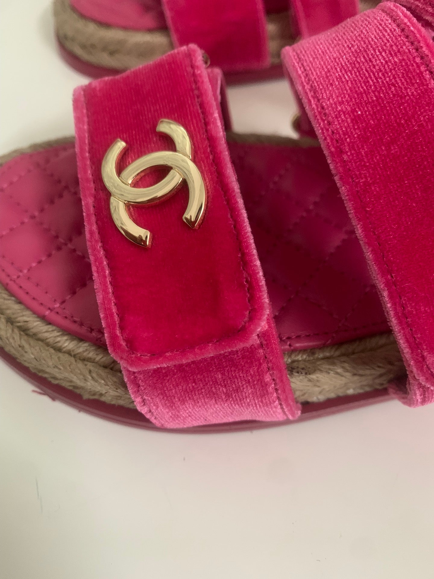 CC DAD SANDALS IN HOT PINK VELVET AND CALFSKIN - 35