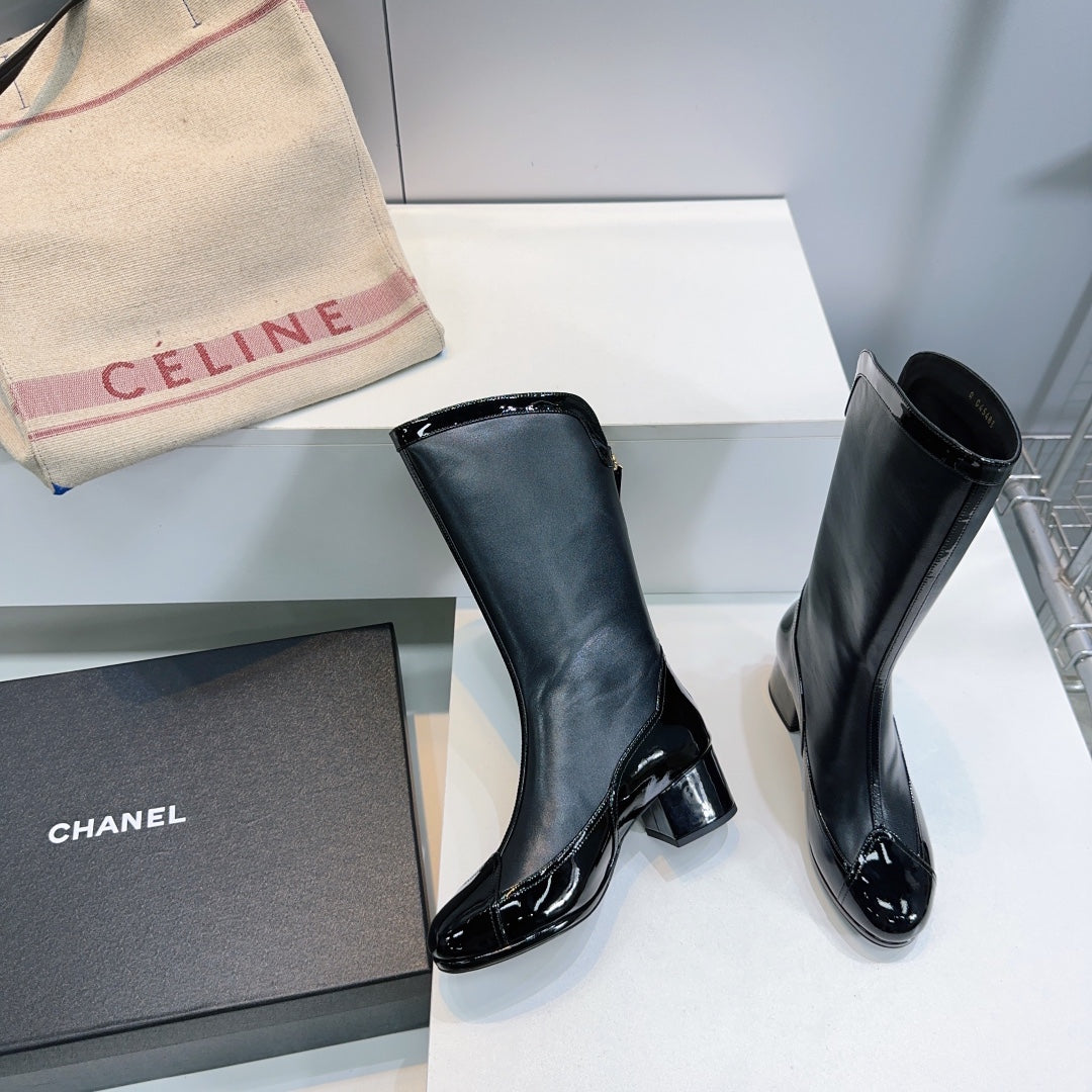 CHANEL SHORT BOOTS 25S 45 MM IN BLACK LAMBSKIN - 35