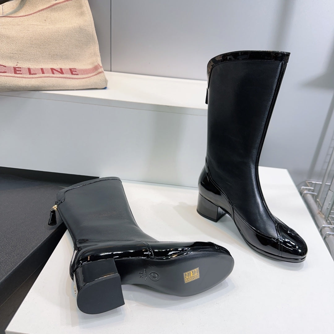 CHANEL SHORT BOOTS 25S 45 MM IN BLACK LAMBSKIN - 35