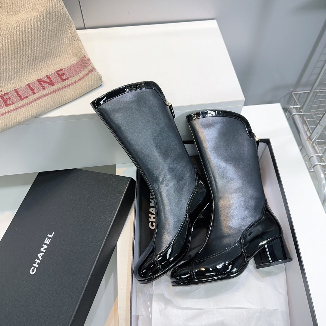 CHANEL SHORT BOOTS 25S 45 MM IN BLACK LAMBSKIN - 35