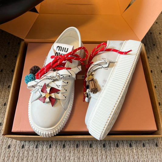 КРОСІВКИ MIU MIU 26S 50 ММ З БІЛОЇ ТЕЛЯЧОЇ ШКІРИ