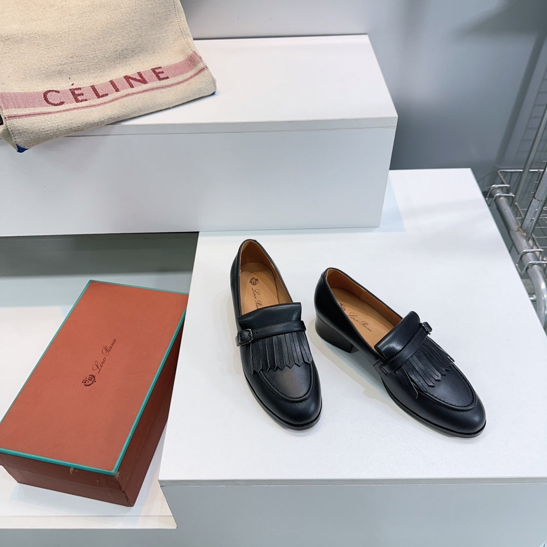 LP 25S PENNAN FRINGE LOAFER 35MM IN BLACK CALFSKIN - 35