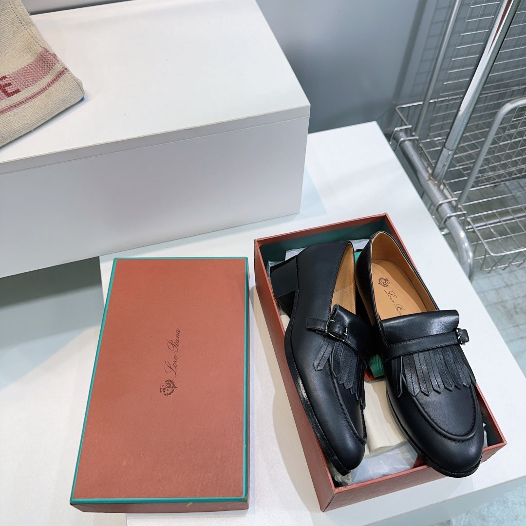 LP 25S PENNAN FRINGE LOAFER 35MM IN BLACK CALFSKIN - 35