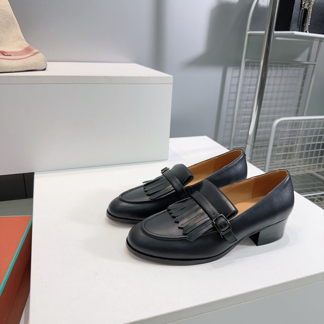 LP 25S PENNAN FRINGE LOAFER 35MM IN BLACK CALFSKIN - 35
