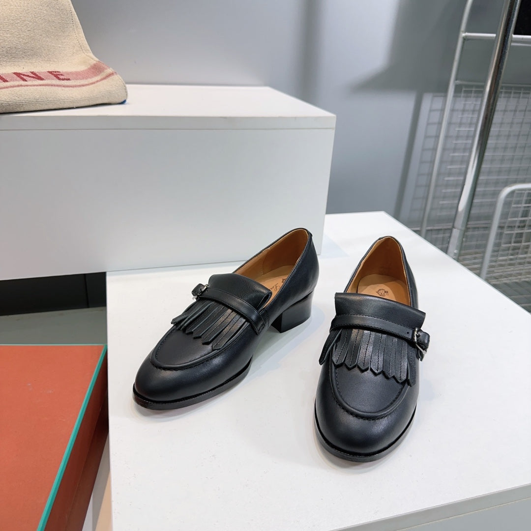 LP 25S PENNAN FRINGE LOAFER 35MM IN BLACK CALFSKIN - 35