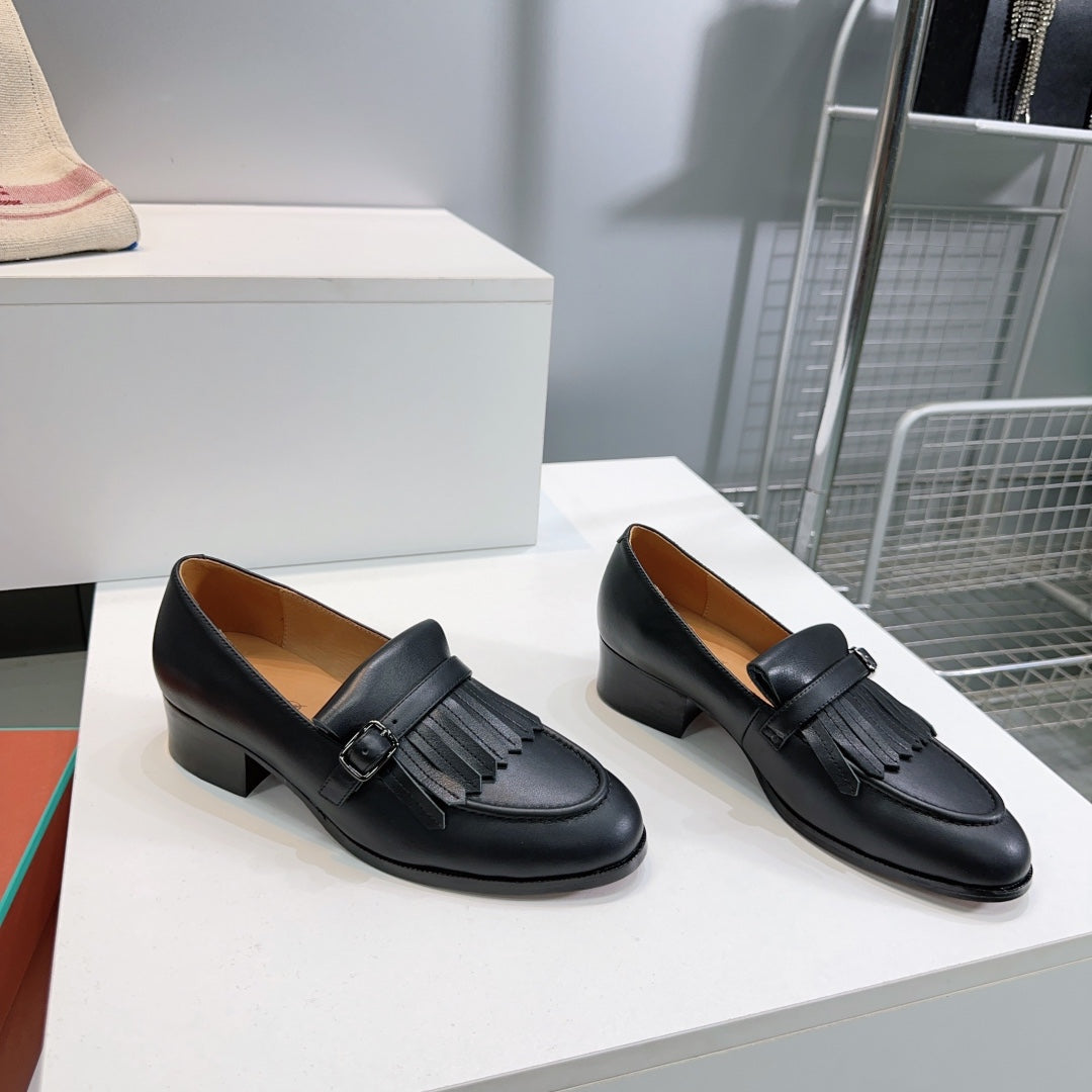 LP 25S PENNAN FRINGE LOAFER 35MM IN BLACK CALFSKIN - 35