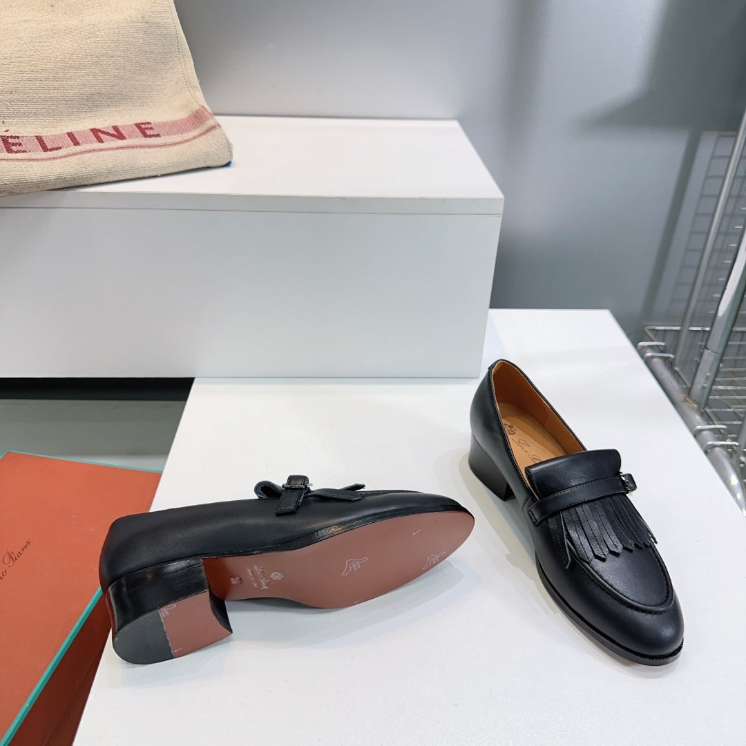 LP 25S PENNAN FRINGE LOAFER 35MM IN BLACK CALFSKIN - 35