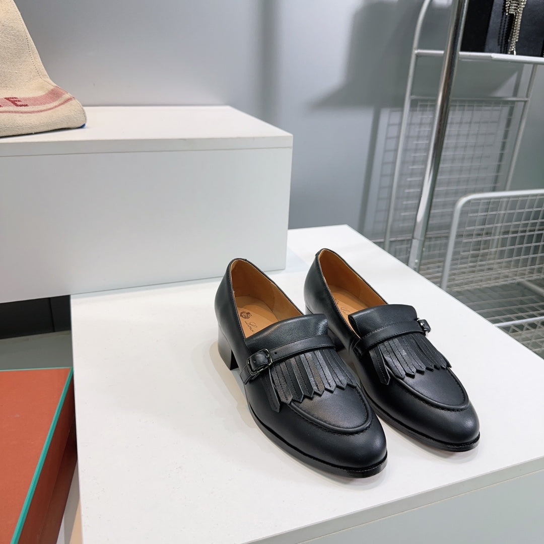 LP 25S PENNAN FRINGE LOAFER 35MM IN BLACK CALFSKIN - 35