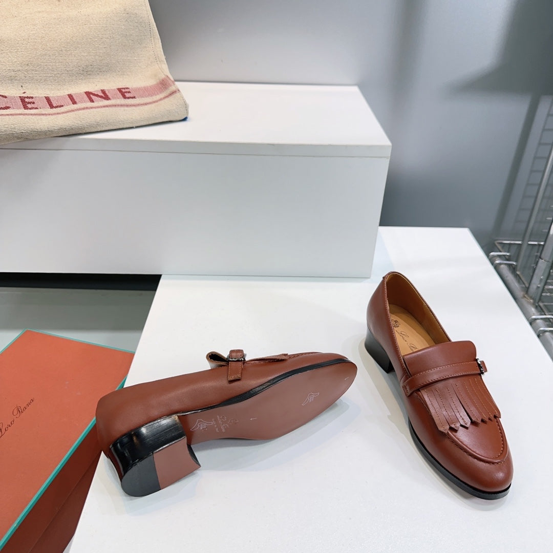 LP 25S PENNAN FRINGE LOAFER 35MM IN GLAZED HONEY CALFSKIN - 35