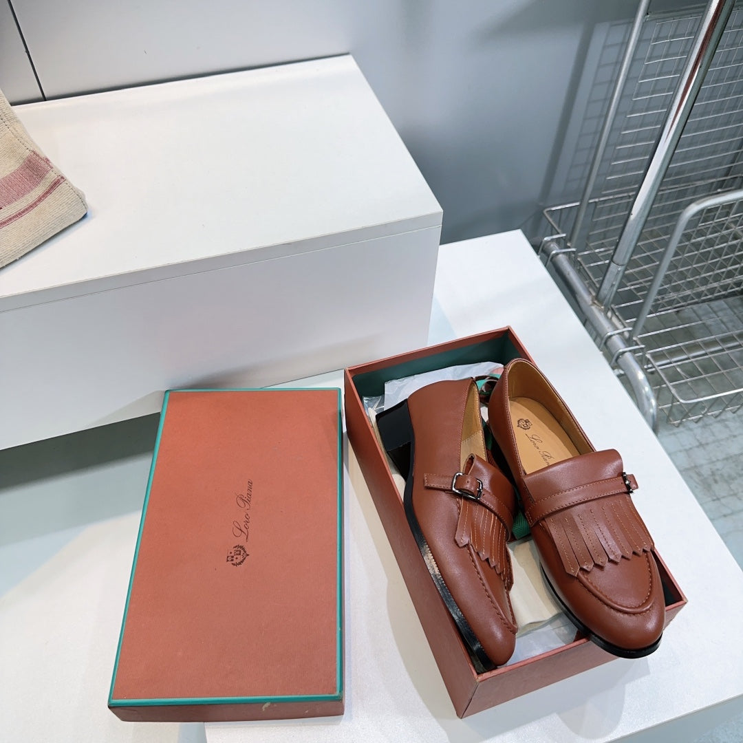 LP 25S PENNAN FRINGE LOAFER 35MM IN GLAZED HONEY CALFSKIN - 35