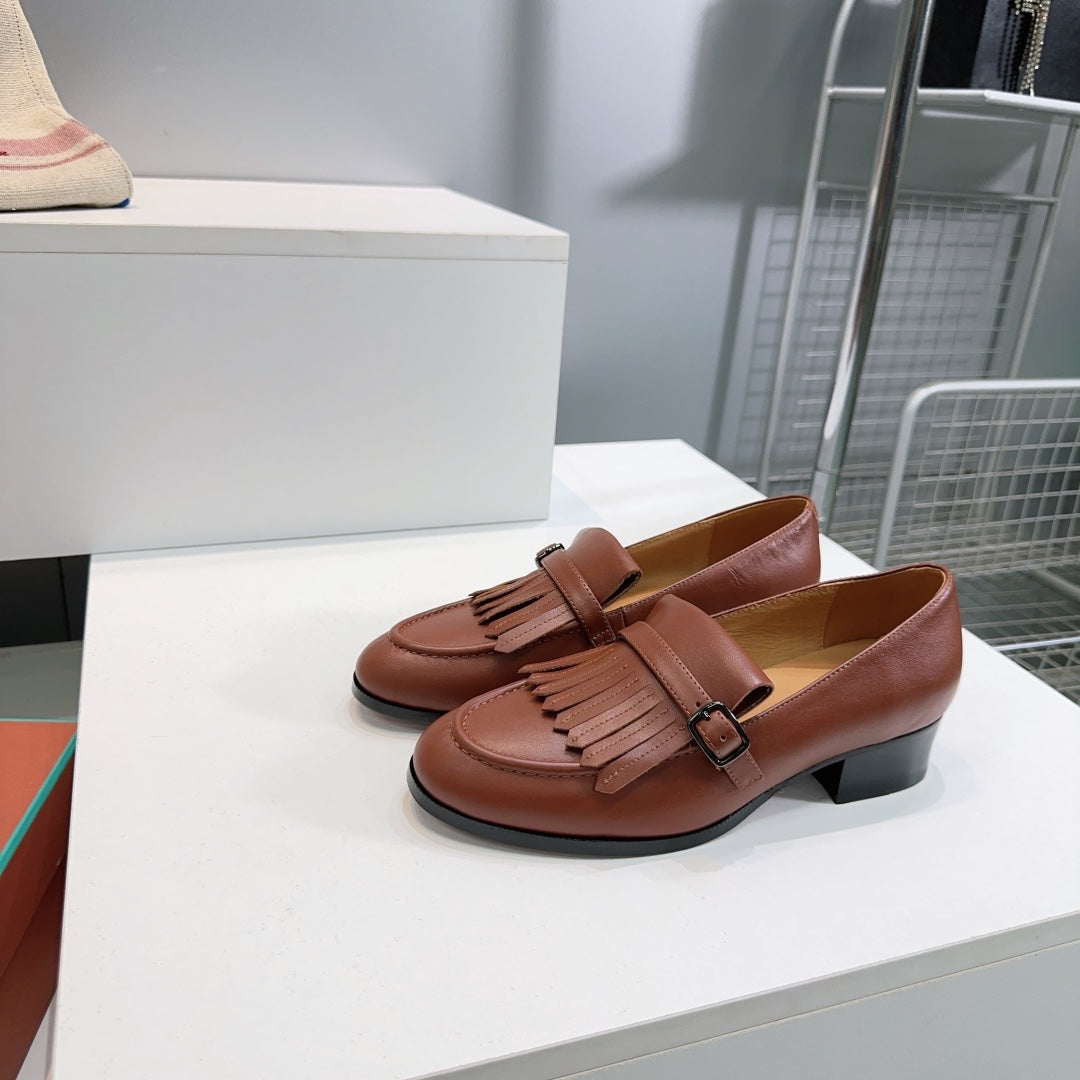 LP 25S PENNAN FRINGE LOAFER 35MM IN GLAZED HONEY CALFSKIN - 35