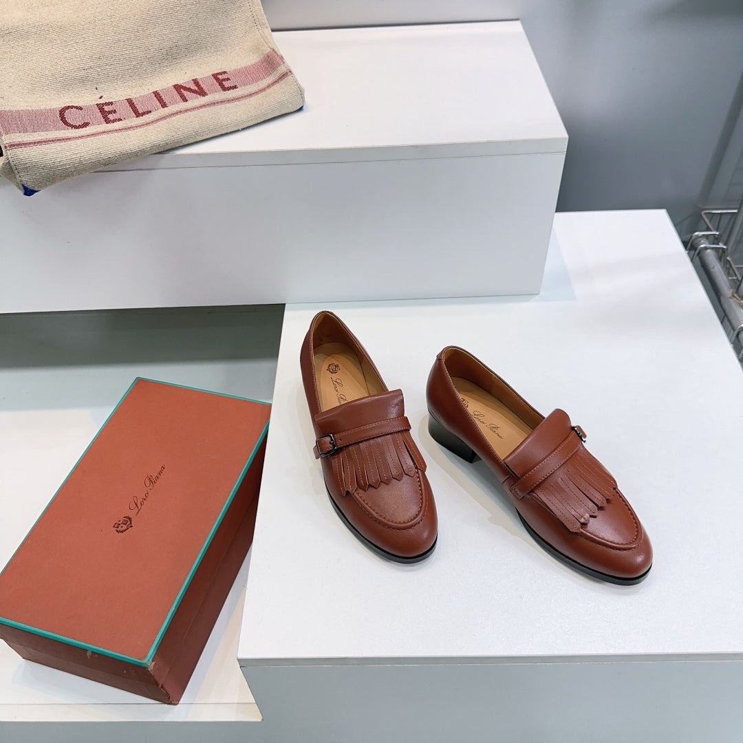 LP 25S PENNAN FRINGE LOAFER 35MM IN GLAZED HONEY CALFSKIN - 35