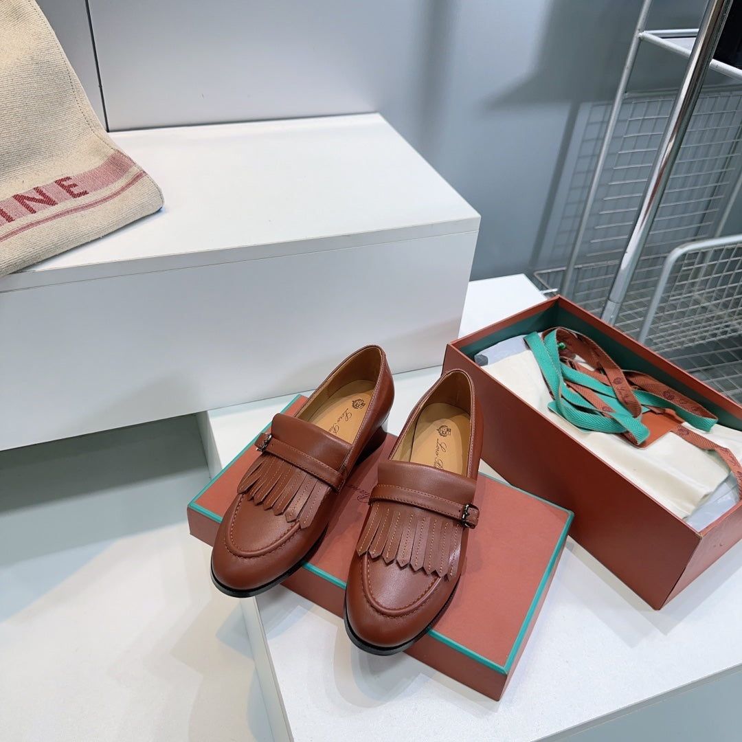 LP 25S PENNAN FRINGE LOAFER 35MM IN GLAZED HONEY CALFSKIN - 35