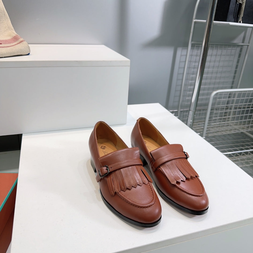 LP 25S PENNAN FRINGE LOAFER 35MM IN GLAZED HONEY CALFSKIN - 35