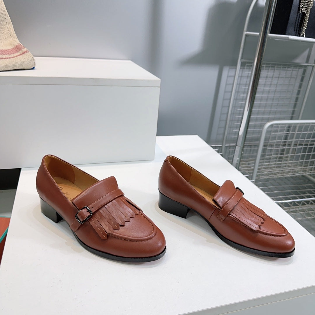 LP 25S PENNAN FRINGE LOAFER 35MM IN GLAZED HONEY CALFSKIN - 35
