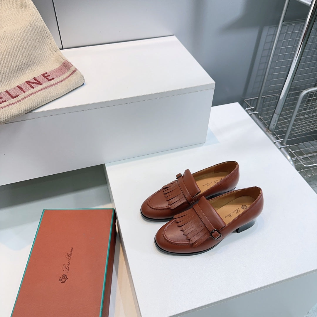LP 25S PENNAN FRINGE LOAFER 35MM IN GLAZED HONEY CALFSKIN - 35