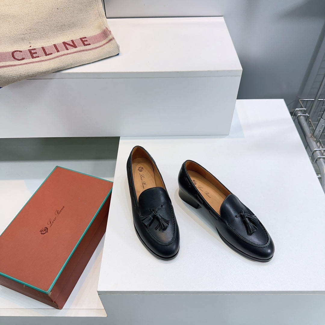 LP 25S SERGE TASSEL LOAFER 35MM IN BLACK CALFSKIN - 35