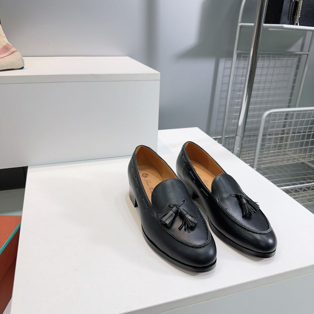 LP 25S SERGE TASSEL LOAFER 35MM IN BLACK CALFSKIN - 35