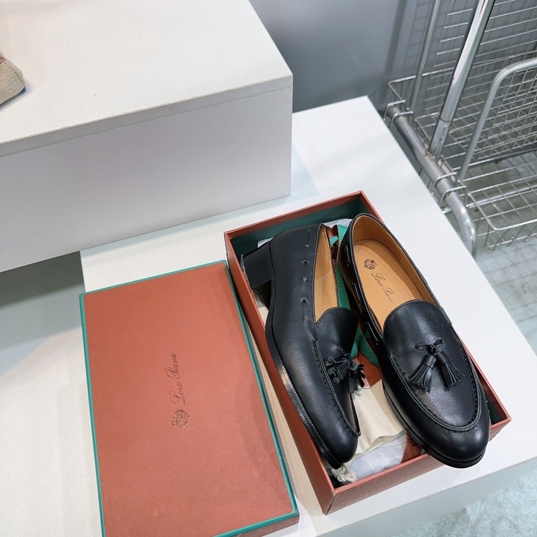 LP 25S SERGE TASSEL LOAFER 35MM IN BLACK CALFSKIN - 35