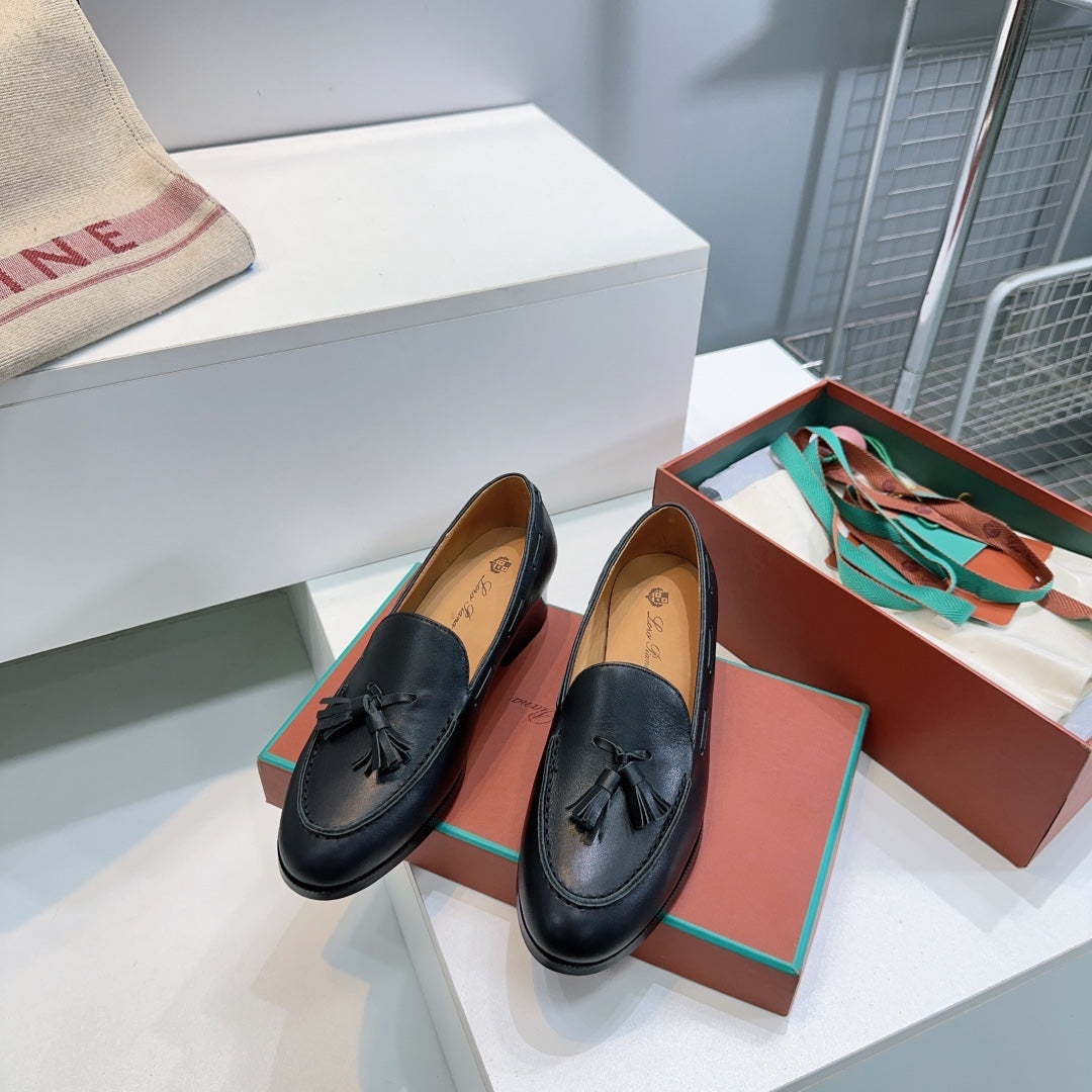 LP 25S SERGE TASSEL LOAFER 35MM IN BLACK CALFSKIN - 35