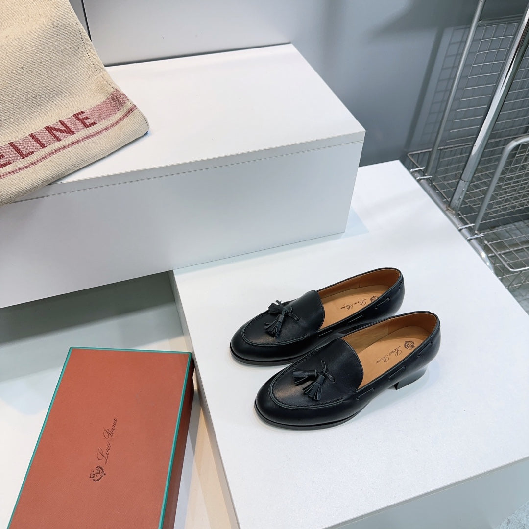 LP 25S SERGE TASSEL LOAFER 35MM IN BLACK CALFSKIN - 35