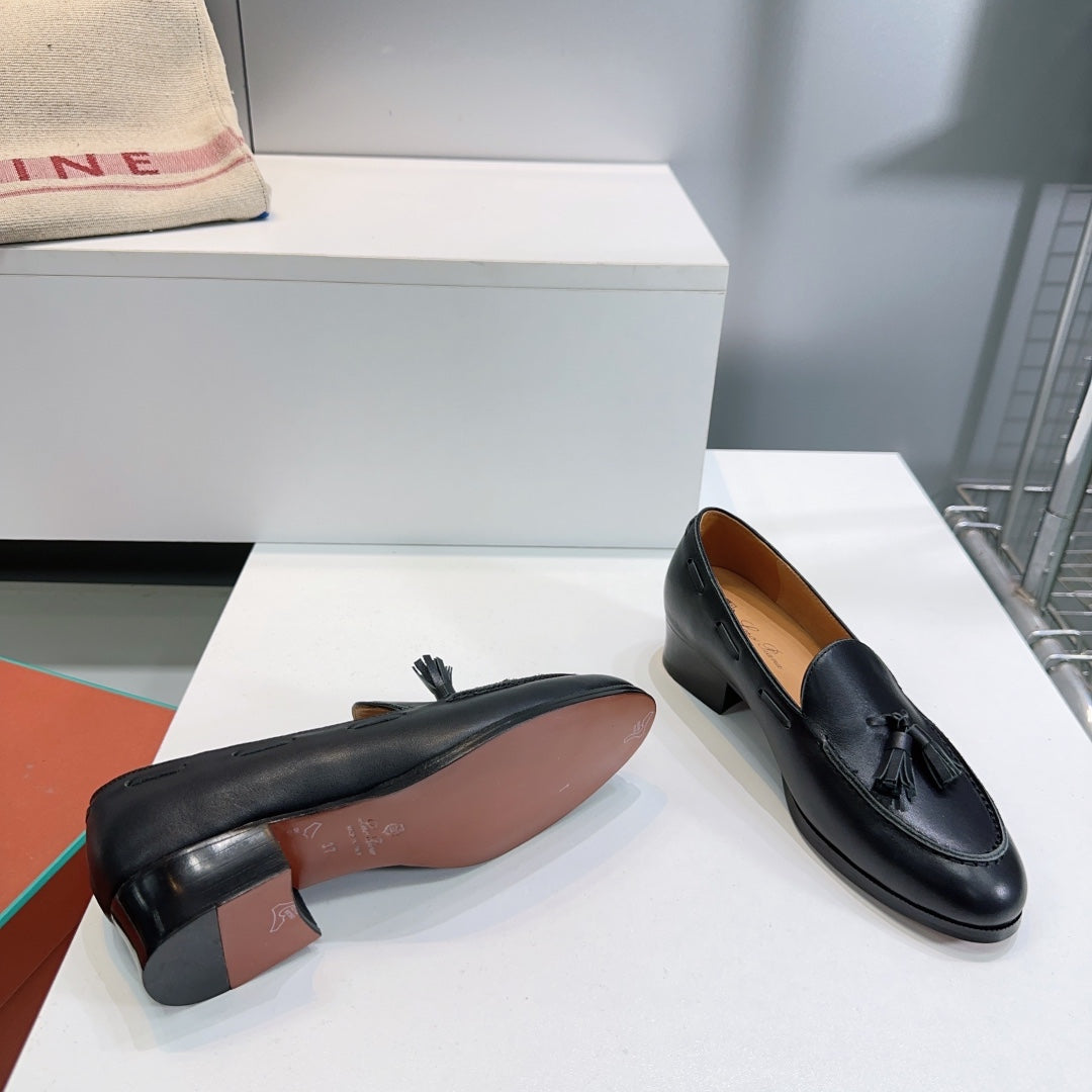 LP 25S SERGE TASSEL LOAFER 35MM IN BLACK CALFSKIN - 35