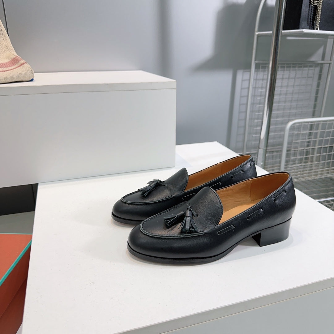 LP 25S SERGE TASSEL LOAFER 35MM IN BLACK CALFSKIN - 35