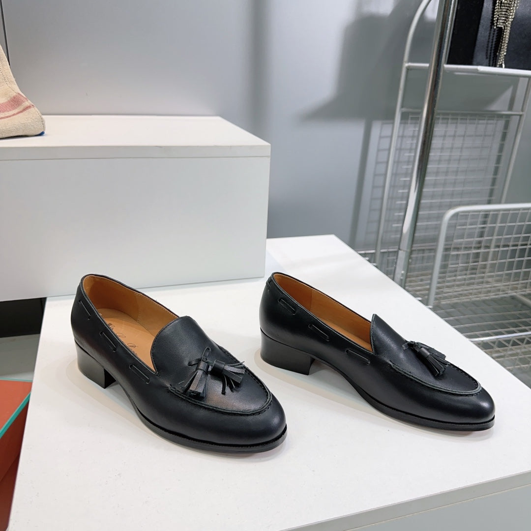 LP 25S SERGE TASSEL LOAFER 35MM IN BLACK CALFSKIN - 35