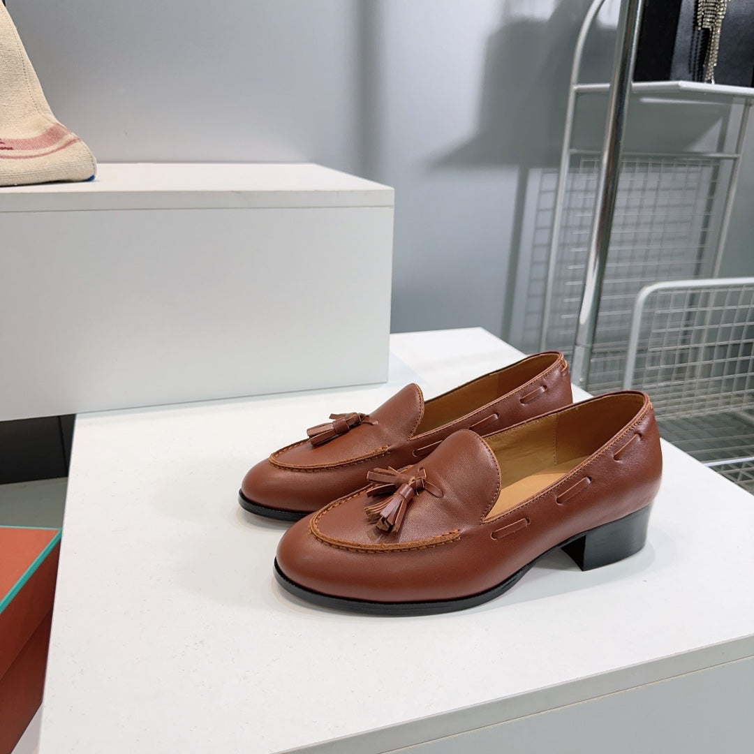 LP 25S SERGE TASSEL LOAFER 35MM IN GLAZED HONEY CALFSKIN - 35
