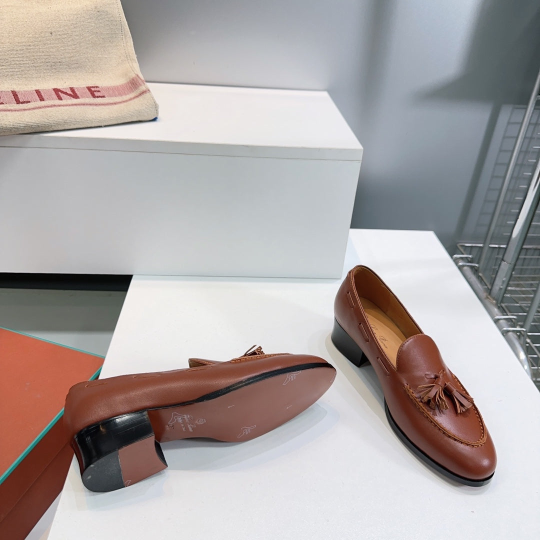 LP 25S SERGE TASSEL LOAFER 35MM IN GLAZED HONEY CALFSKIN - 35