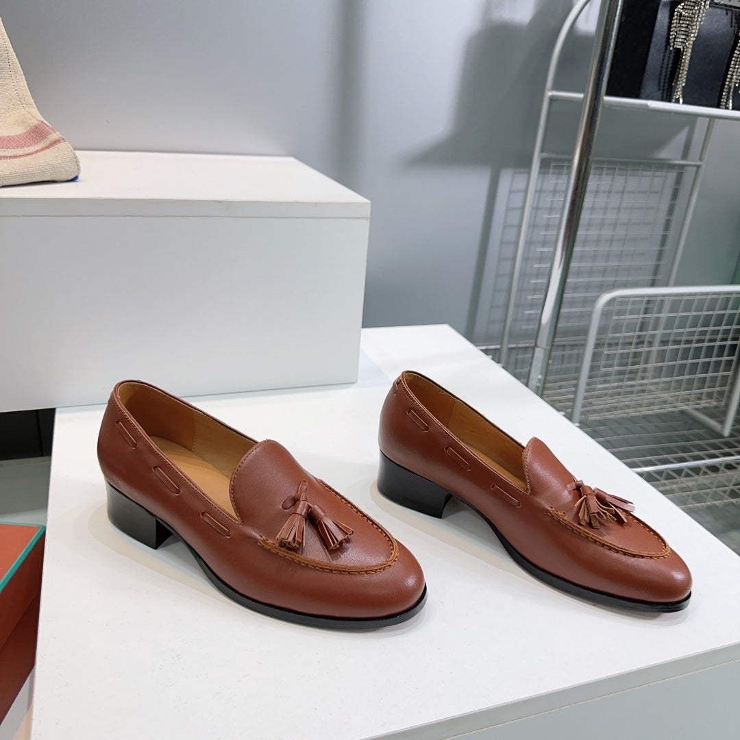 LP 25S SERGE TASSEL LOAFER 35MM IN GLAZED HONEY CALFSKIN - 35