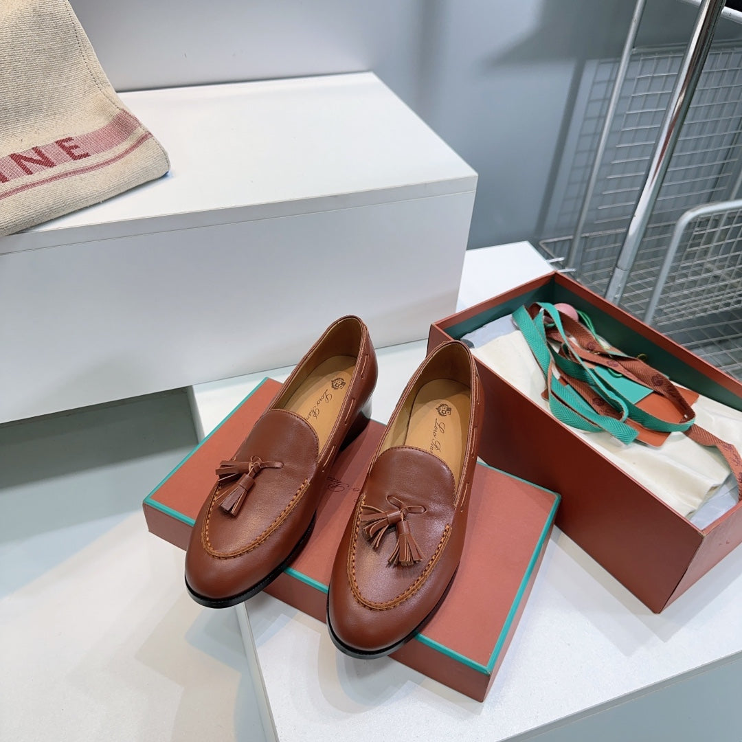 LP 25S SERGE TASSEL LOAFER 35MM IN GLAZED HONEY CALFSKIN - 35