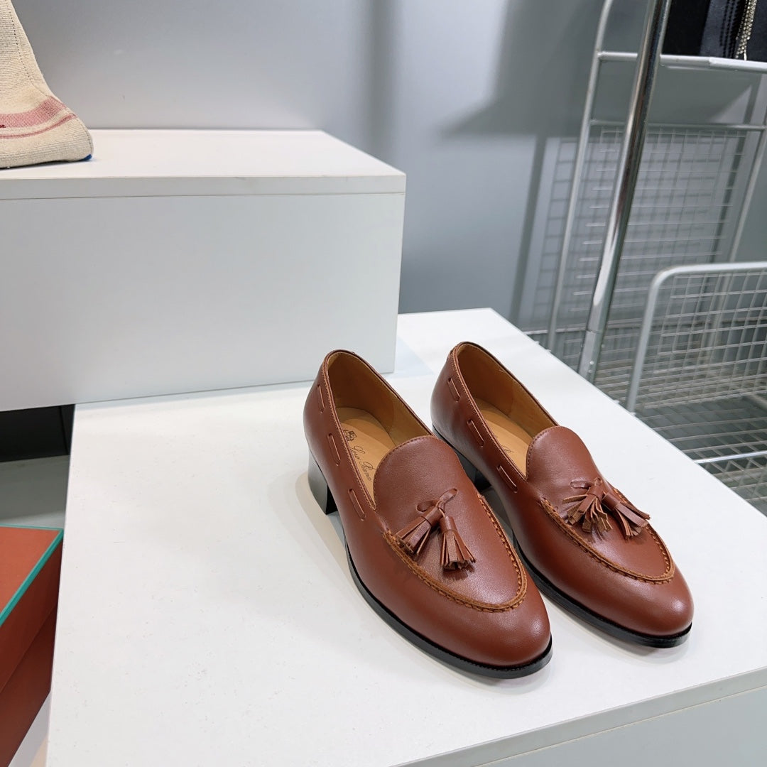 LP 25S SERGE TASSEL LOAFER 35MM IN GLAZED HONEY CALFSKIN - 35
