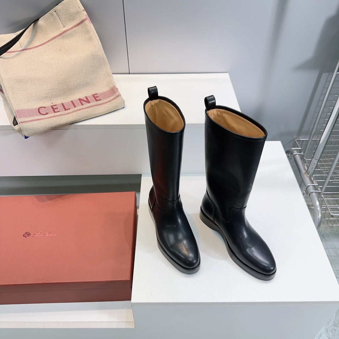 LP 25S JOHN BOOT IN BLACK CALFSKIN - 35