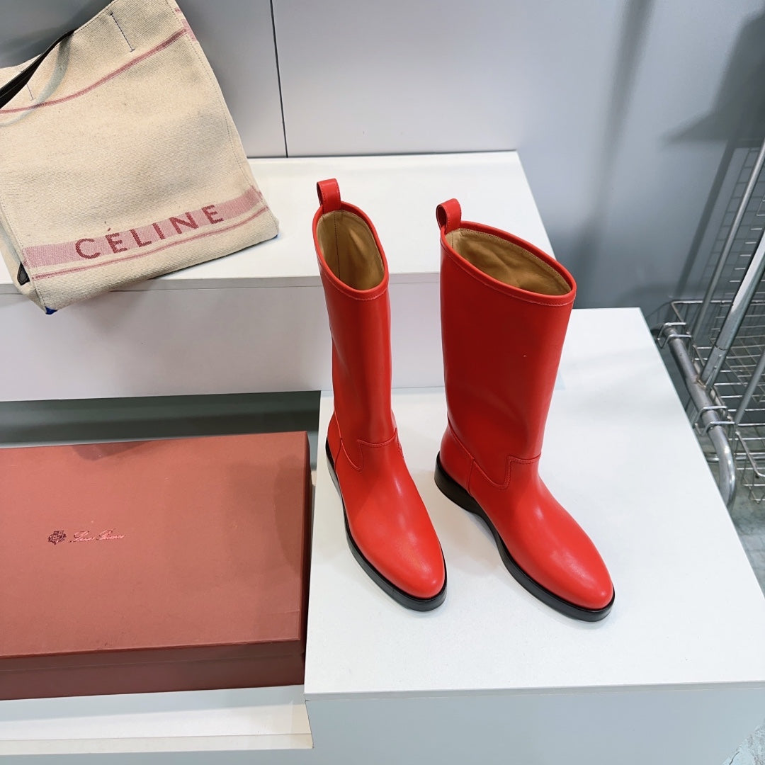 LP 25S JOHN BOOT IN VERMILION CALFSKIN - 35