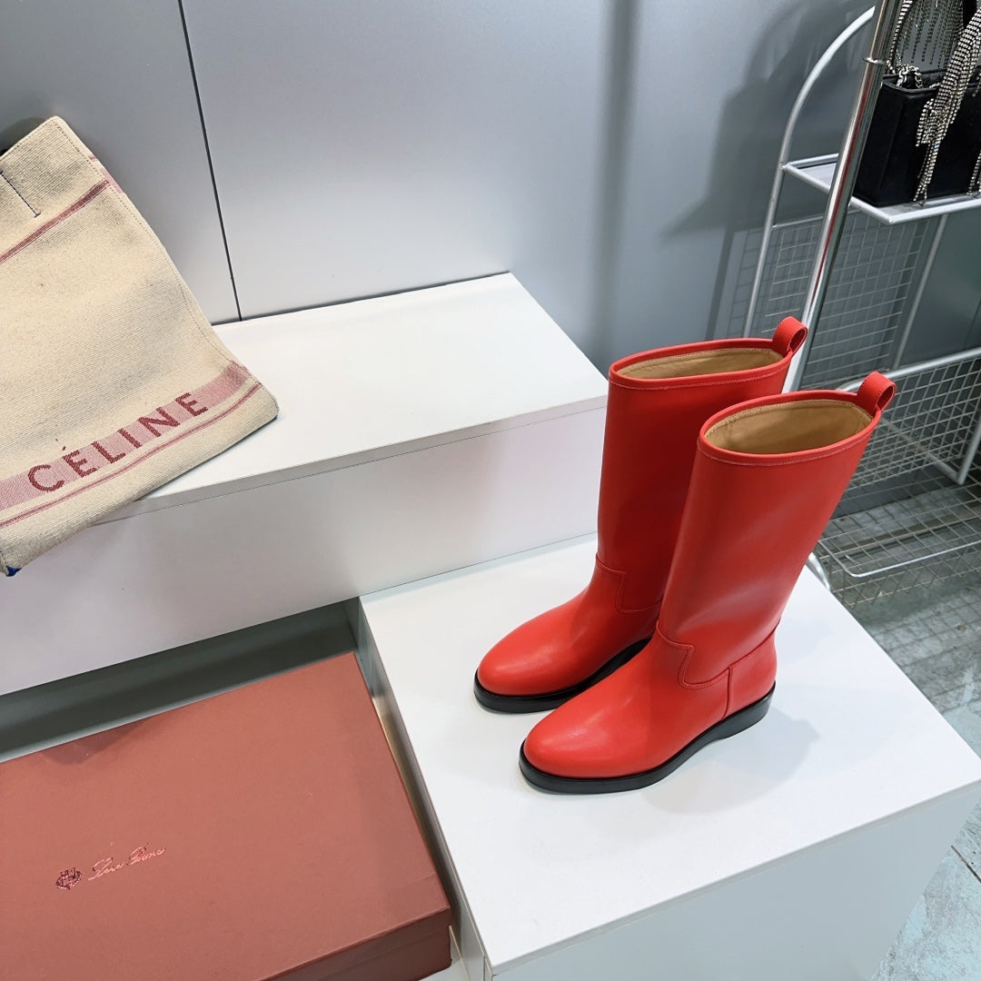 LP 25S JOHN BOOT IN VERMILION CALFSKIN - 35