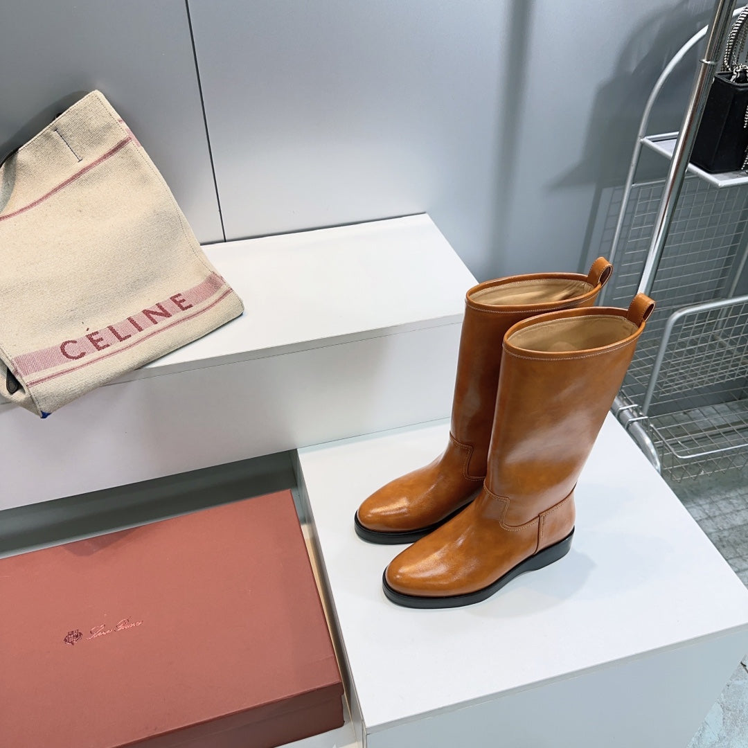LP 25S JOHN BOOT IN BURNT ORANGE CALFSKIN - 35