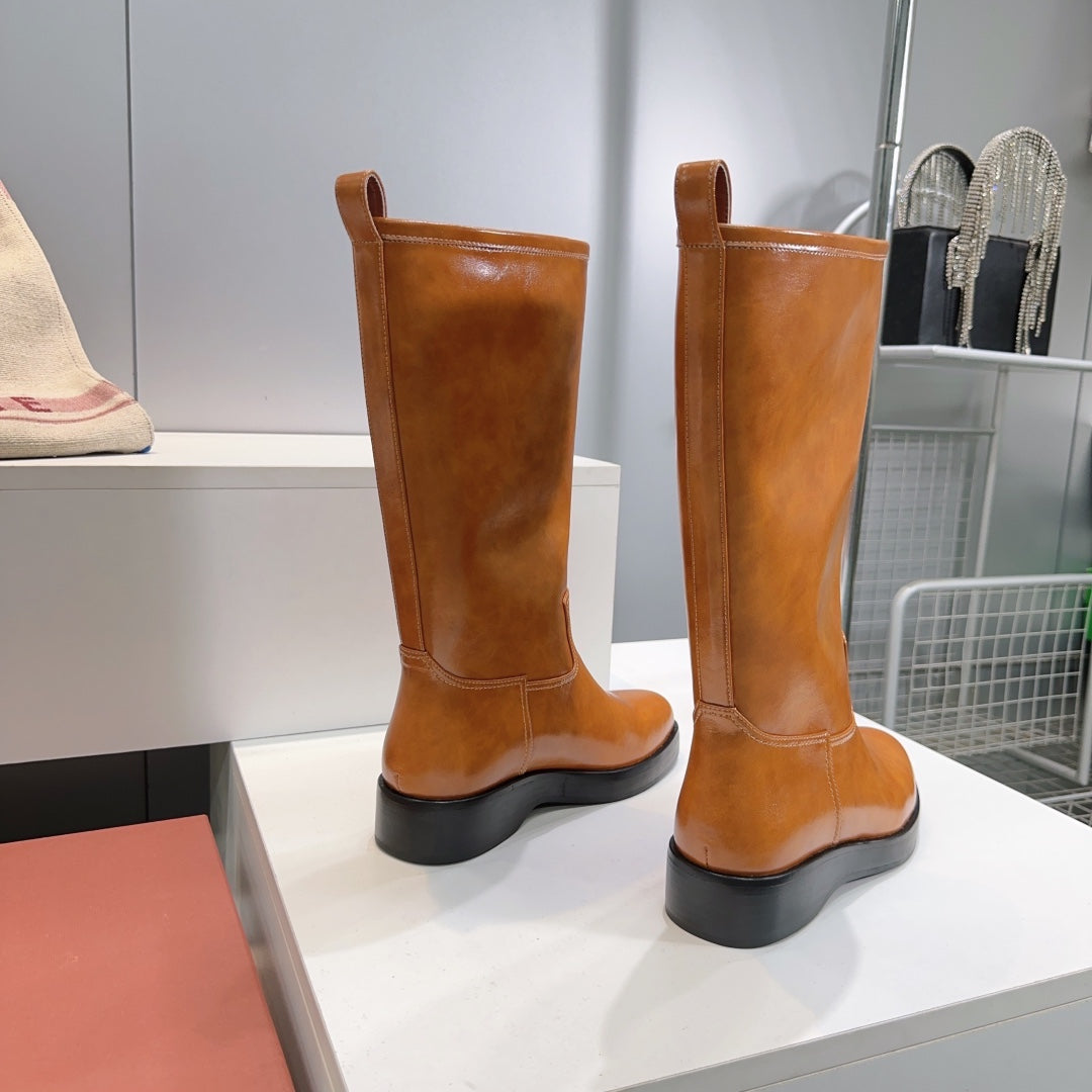 LP 25S JOHN BOOT IN BURNT ORANGE CALFSKIN - 35