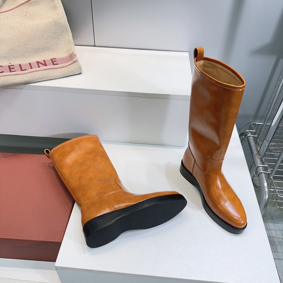 LP 25S JOHN BOOT IN BURNT ORANGE CALFSKIN - 35