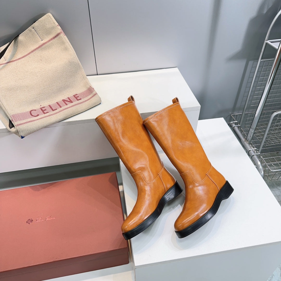 LP 25S JOHN BOOT IN BURNT ORANGE CALFSKIN - 35