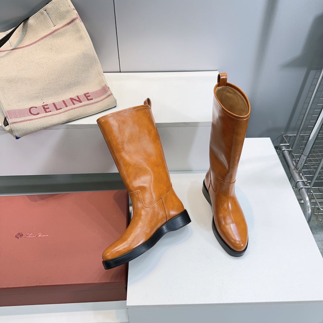 LP 25S JOHN BOOT IN BURNT ORANGE CALFSKIN - 35
