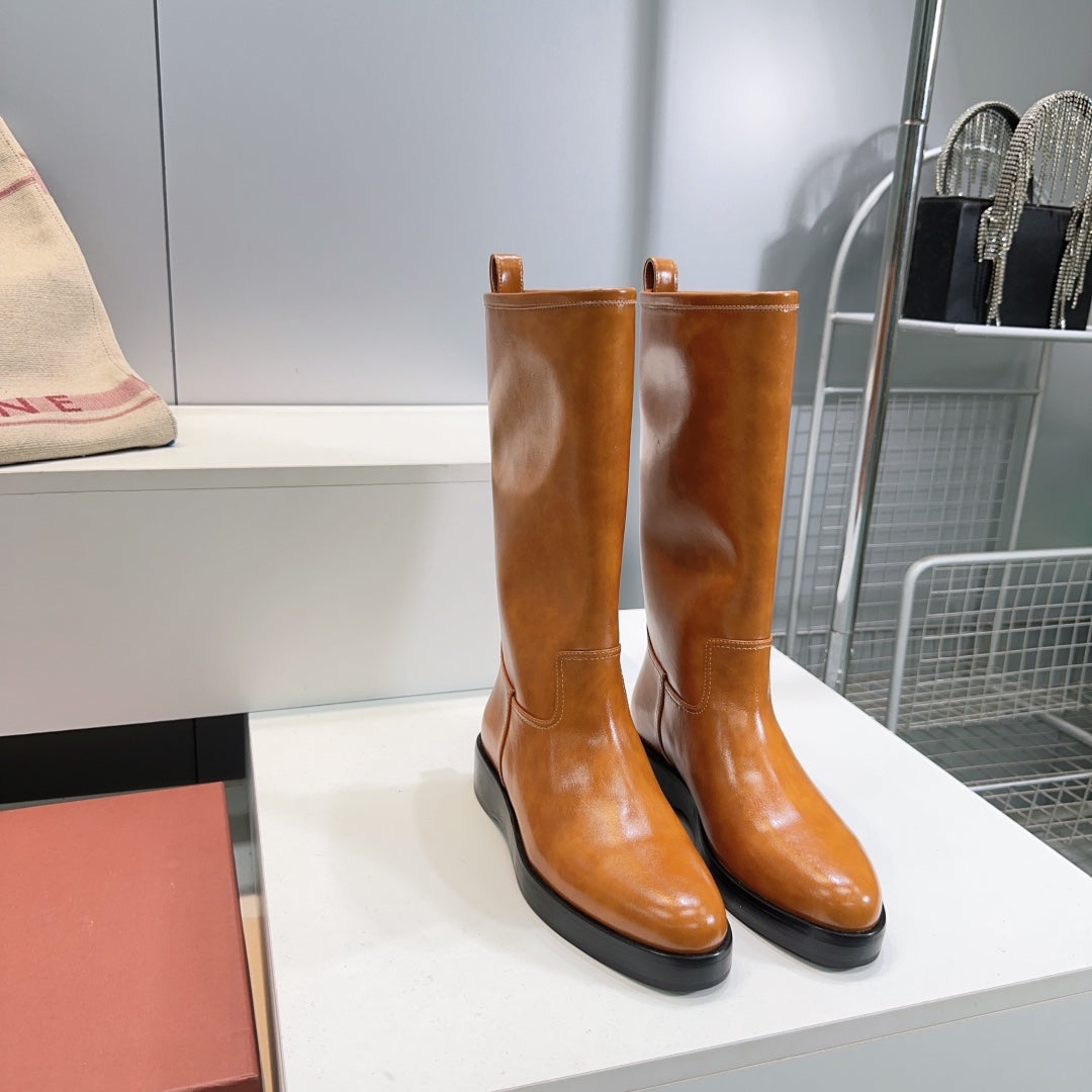 LP 25S JOHN BOOT IN BURNT ORANGE CALFSKIN - 35