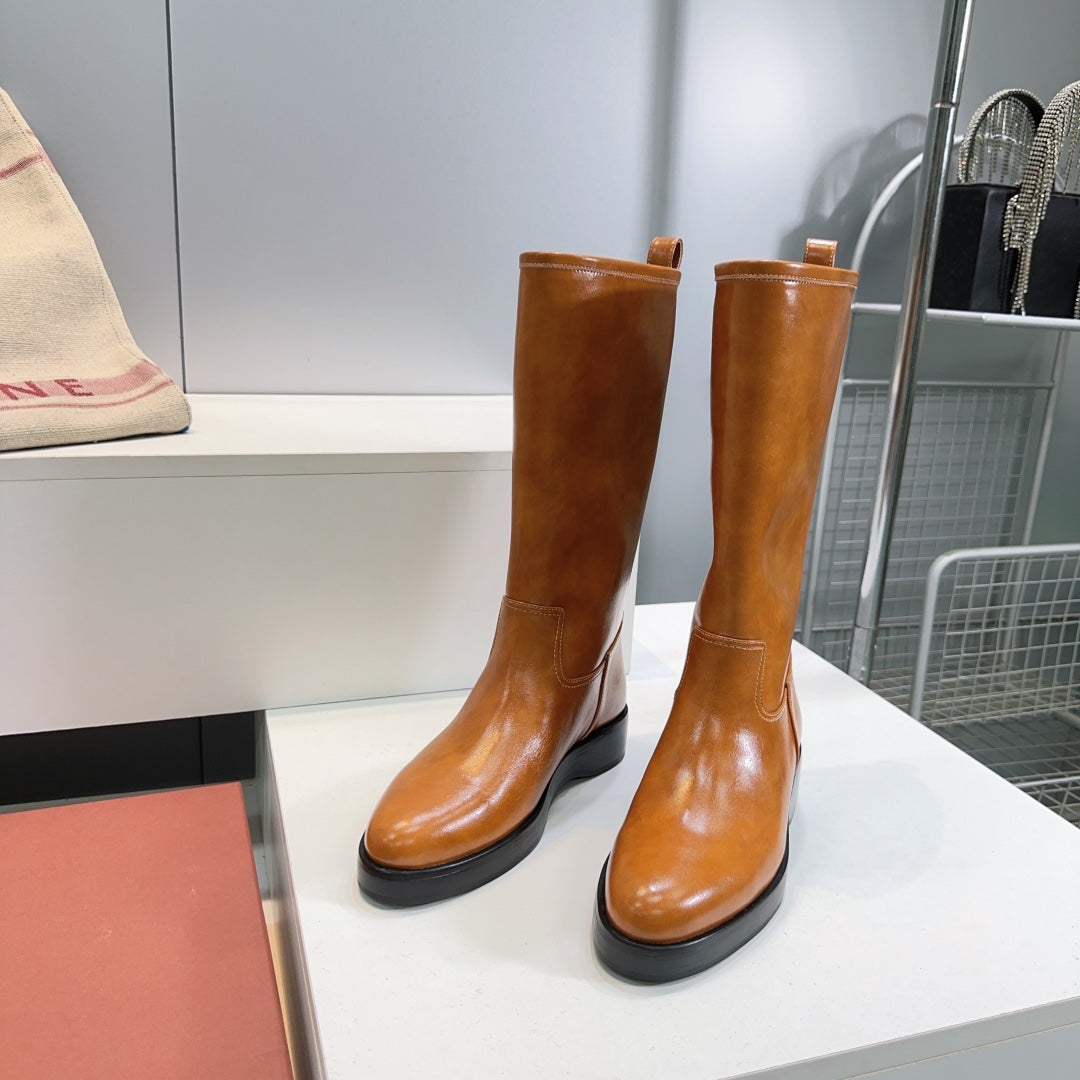 LP 25S JOHN BOOT IN BURNT ORANGE CALFSKIN - 35