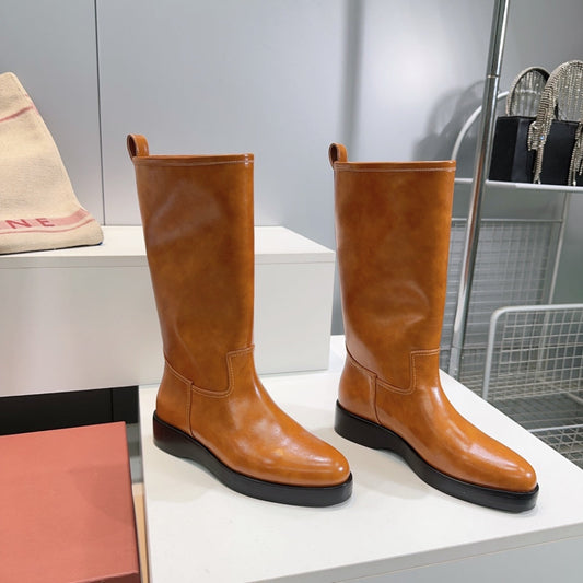 LP 25S JOHN BOOT IN BURNT ORANGE CALFSKIN - 35